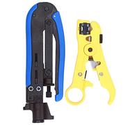 Stripping Pliers Crimping Pliers Set Professional Adjustable Coaxial Cable Extrusion Tool for RG59 RG6 RG11 UTP STP Twisted Pair Telephone Line Steel ABS Construction