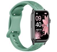 Strisinho Floral Engraved Watch Bands Compatible with FITVII Nexa 1.57 inch Smart Watch, Soft Silicone Flower Pattern Watch Straps Sport Replacement Wristband for FITVII Nexa Fitness Tracker