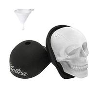Stritra - Extra Large 3D Skull Ice Mold Silicone Skull Chocolate Jelly Molds Trays with Funnels for Halloween Christmas Parties Whiskey, Bourbon, Cocktails, Beer, and Resin Artwork (Pack of 2)