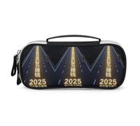 Strive to Make Money in 2025 Pencil Case with Handle, Large Capacity PU Leather Pencil Bag Office Organizer, Portable Cosmetic Bag for Travel, Home