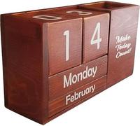STRIVE ZEN Perpetual Wooden Desk Calendar - Timeless Elegance for Daily, Weekly, and Monthly Planning | Solid Pine Wood, Desk Decoration, and Thoughtful Gift with Bonus Happy Birthday Block Included