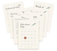 Strivee Baby Shower Games Pack, 6 Games with Bingo, Who Knows Mummy Best, Predictions and True or False, Eucalyptus Card Set with Host Answer Key, Printed in the UK (Gender Neutral, 10 Guests)