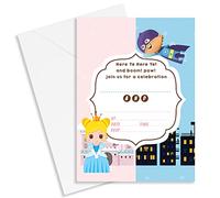 Strivee Kids Princess and Superhero Birthday Party Invitations for Girls or Boys | Children Joint or Single Party Invites (10 Pack)