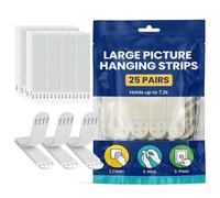Striyco Essentials Premium Picture Hanging Strips - 25 Pairs Heavy Duty Adhesive Wall Mounts for Frames, Photos & Artwork - Damage-Free, No Nails or Tools Needed - Strong Hold, Easy Removal (White)