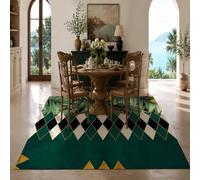 Strloepr Area Rugs 4 x 4 ft, 120 x 120 cm,Geometric Floral Green Yellow Black White, Washable Rug for Living Room Bedroom Sofa Table Decor Carpet