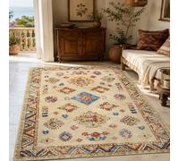 Strloepr Area Rugs 4 x 4 ft, 120 x 120 cm,Pattern Beige Red Blue Orange Pink, Washable Rug for Living Room Bedroom Sofa Table Decor Carpet