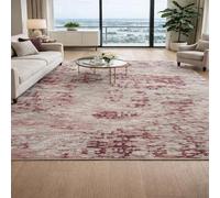 Strloepr Area Rugs 4 x 4 ft,Abstract Modern Gray, Red, Beige, 120 x 120 cm, Washable Rug for Living Room Bedroom Sofa Table Decor Carpet
