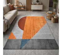 Strloepr Area Rugs 4 x 4 ft,Modern, Geometric, Abstract Orange, Gray, Brown, Blue, Black, White, 120 x 120 cm, Washable Rug for Living Room Bedroom Sofa Table Decor Carpet