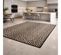 Strloepr Area Rugs 4 x 4 ft,Modern Leopard Print Black, Beige, 120 x 120 cm, Washable Rug for Living Room Bedroom Sofa Table Decor Carpet
