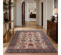 Strloepr Area Rugs 43 x 63 Inch, 110 x 160 cm,Pattern Vintage Beige Red Blue, Washable Low Pile Rug Living Room Bedroom Coffee Tables Home Decor