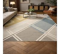 Strloepr Area Rugs 5.2 x 6.5 ft,Modern Geometric Gray Yellow Blue White Beige, Washable Rug Living Room Decor Aesthetic Bedroom Accessories Carpet 160 x 200 cm