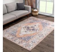 Strloepr Area Rugs 5.2 x 6.5 ft,Vintage Distressed Retro Taupe, Blue, Beige, White,160 x 200 cm, Washable Rug Living Room Decor Aesthetic Bedroom Accessories Carpet