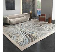 Strloepr Area Rugs 5 x 7 ft,Modern Cream Taupe Yellow Brown Geometric Circle Designs,Blue,155 x 215 cm, Decorative Rug for Living Room Bedroom Teenage Girls Room Decor