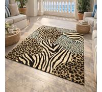 Strloepr Area Rugs 5 x 7 ft,Modern Leopard Print Beige, Black, Blue, 155 x 215 cm, Decorative Rug for Living Room Bedroom Teenage Girls Room Decor