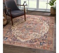 Strloepr Area Rugs 5 x 7 ft,Vintage Distressed Retro Beige, Red, Blue, Brown,155 x 215 cm, Decorative Rug for Living Room Bedroom Teenage Girls Room Decor
