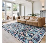 Strloepr Area Rugs 55 x 78 Inch,Multicolour Floral Leaf Red Green Modern,Navy Blue,140 x 200 cm, Washable Rug for Living Decorative Home Accessories Farmhouse Carpet