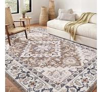 Strloepr Extra Large Rugs 6.5 x 8.2 ft,Vintage Distressed Retro Beige, Brown, Blue, White,200 x 250 cm, Washable Rug Living Room Farmhouse Home Decoration Aesthetic Carpet