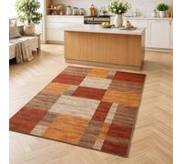 Strloepr Extra Large Rugs 6.5 x 9.5 ft,Modern Geometric Brown, Beige, red,Orange,200 x 290 cm, Washable Rug Living Room Farmhouse Home Decorative Aesthetic Carpet