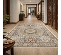 Strloepr Extra Large Rugs 6.5 x 9.8 ft,Traditional Floral, Blue, Brown, White, Yellow,Beige,200 x 300 cm, Washable Rug Living Room Farmhouse Home Décor Floor Carpets Non-Slip