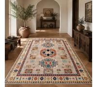 Strloepr Large Rugs 5.2 x 7.5 ft, 160 x 230 cm,Pattern Geometric Beige Blue Red Orange White Yellow, Washable Rug for Living Room Kitchen Table Dining Room House Warming
