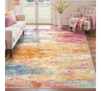 Strloepr Large Rugs 5.2 x 7.5 ft,Abstract Modern Multicoloured Pink Orange Blue Beige, 160 x 230 cm, Washable Rug for Living Room Kitchen Table Dining Room House Warming