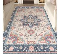 Strloepr Large Rugs 5 x 8 ft,Oriental, Geometric Blue, Red, Beige, White, 155 x 245 cm, Washable Rug for Living Room Decoration Bedroom Dining Table Carpet