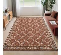 Strloepr Large Rugs 5 x 8 ft,Vintage Distressed Retro Floral Brown, Blue, Beige,155 x 245 cm, Washable Rug for Living Room Decoration Bedroom Dining Table Carpet