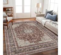 Strloepr Large Rugs 5 x 8 ft,Vintage Distressed Retro Modern Brown, Beige, Mustard yellow, Blue, Gray,155 x 245 cm, Washable Rug for Living Room Decoration Bedroom Dining Table Carpet