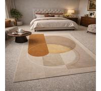 Strloepr Large Rugs 6.5 x 7.5 ft,Modern Geometric Farmhouse, Beige, White, Gray, 200 x 230 cm, Washable Rug for Living Room Home Decor Accessories Floor Carpet