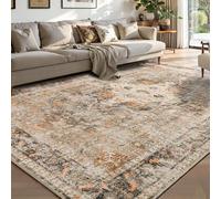 Strloepr Large Rugs 6.5 x 7.5 ft,Vintage Distressed Retro Beige, Gray, Orange, Brown,200 x 230 cm, Washable Rug for Living Room Home Decor Accessories Floor Carpet