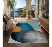 Strloepr Small Rugs 2 x 3 ft, 60 x 90 cm,Modern Abstract Blue Orange Gray Turquoise, Washable Rug for Entryway Indoor Entrance Kitchen Mat Living Bedroom,