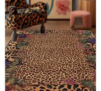 Strloepr Small Rugs 2 x 3 ft,Multicoloured green modern leopard print orange black, 60 x 90 cm, Washable Rug for Entryway Indoor Entrance Kitchen Mat Living Bedroom,