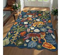 Strloepr Small Rugs 2 x 3 ft,Multicoloured Modern Animal Leopard Print Blue, Green, Red, Yellow, 60 x 90 cm, Washable Rug for Entryway Indoor Entrance Kitchen Mat Living Bedroom,