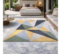 Strloepr Small Rugs 2 x 4 ft,Modern Geometric Abstract Gray, Yellow, Green, Black, White,Yellow,60 x 120 cm, Rug for Entryway Kitchen Hallway Mat, Bedroom Bedside Throw Carpet