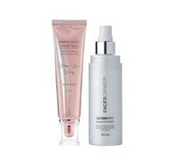 Strobe Cream | Primer + Highlighter + Moisturizer | Shea Butter & Hyaluronic | Flawless Dewy Skin | & Glowing Makeup Base (Rose Gold Strobe Cream (30ml) & Makeup Fixer (50ml), 80ML)