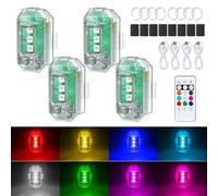 Strobe Drone Light, Pack of 4 Remote Control Flash Light, Aircraft Strobe Lights, Drone Anti-Collision Lights, Flash Light with Remote Control, for Drone, Truck, Motorcycle, Bicycle