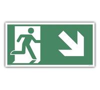 STROBO Emergency Exit Sign Arrow Lower Right | Photoluminescent Extra Bright | PVC Self-Adhesive 30 x 15 cm | According to DIN EN ISO 7010 & DIN 67510 | Escape Way Sign Rescue Way Rescue Sign