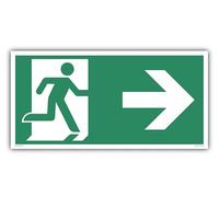 STROBO Emergency Exit Sign Arrow Right | Photoluminescent Extra Bright | PVC Self-Adhesive 30 x 15 cm | According to DIN EN ISO 7010 & DIN 67510 | Escape Way Sign Rescue Way Rescue Sign