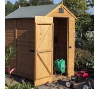 stroden wooden garden security apex shed in honey brown 6x4