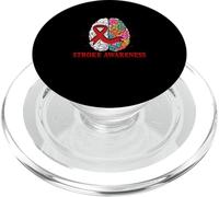 Stroke Awareness Red Ribbon Colorful Brain Stroke Prevention PopSockets PopGrip for MagSafe