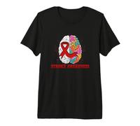 Stroke Awareness Red Ribbon Colorful Brain Stroke Prevention Premium T-Shirt