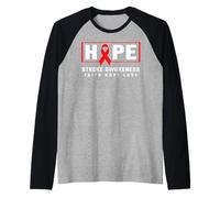 Stroke Awareness Shirt - Red Ribbon Hope Stroke Awareness Raglan Baseball Tee