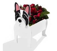 strolfay Dog Flower Planter Gifts for Women,Cute PVC Dog Planters,Flower Pots Indoor Outdoor,Garden Planter for Birthday,Office,Pet Lovers 9.45 * 6.03 * 13.35in(White French Bulldog)