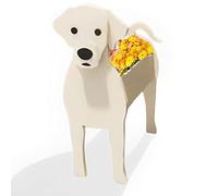 strolfay Dog Flower Planter Gifts for Women,Cute PVC Dog Planters,Flower Pots Indoor Outdoor,Garden Planter for Birthday,Office,Pet Lovers 9.45 * 6.38 * 13.39in(White Labrador)