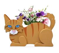 Strolfay Dog Plant Pot - Cute PVC Herb Garden Flower Planter for Indoor/Outdoor Use - Pet Lover Gift - 12.5 * 5.6 * 7.8in (Orange Cat)