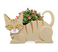 strolfay Dog Planter Plant Pots,Cute PVC Herb Garden Dog Flower Planter,Dog Planters for Indoor/Outdoor Plants,Pet planter suitable gifts for pet lovers 12.5 * 5.6 * 7.8in（Yellow Cat