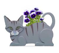 Strolfay Dog Planter Pot - Cute PVC Herb Garden Flower Planter for Indoor/Outdoor Plants - Pet Lover Gift - 12.5 * 5.6 * 7.8in (Blue Cat)