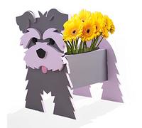 strolfay Gray Schnauzer Dog Planter, Flower Pot Gifts for Women | Cute PVC Planter for Indoor Outdoor Garden Office, Pet Lovers Birthday, 9.45 X 9.06 X 11.81 Inches
