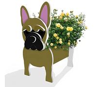 Strolfay Yellow French Bulldog Planter - Cute PVC Herb Garden, Indoor/Outdoor Dog Flower Pot for Pet Lovers
