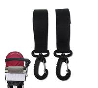 Stroller Clips and Hooks - 360° Rotate Bag Carabiner Set, 2pcs Large Fixed Hooks for Stroller, Hands- Mommy Bag Holder | Black Polyester with for Strollers, Baby Gear, Shopping Bags